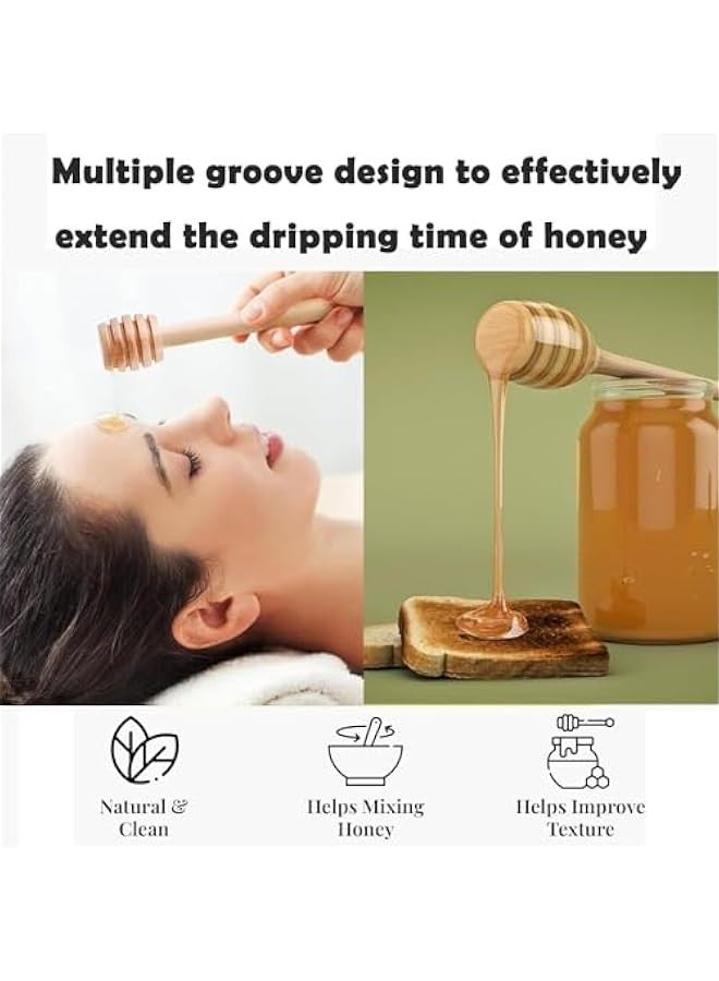 قطعتان من عصي خلط العسل الخشبية من الفخامة، بطول 16 سم، عصا خشبية على شكل قرص العسل، ملاعق تقليب العسل للكراميل وشراب القيقب وبرطمان العسل - عبوة من قطعتين - Image 4