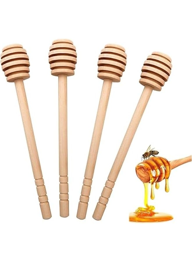 قطعتان من عصي خلط العسل الخشبية من الفخامة، بطول 16 سم، عصا خشبية على شكل قرص العسل، ملاعق تقليب العسل للكراميل وشراب القيقب وبرطمان العسل - عبوة من قطعتين - Image 1
