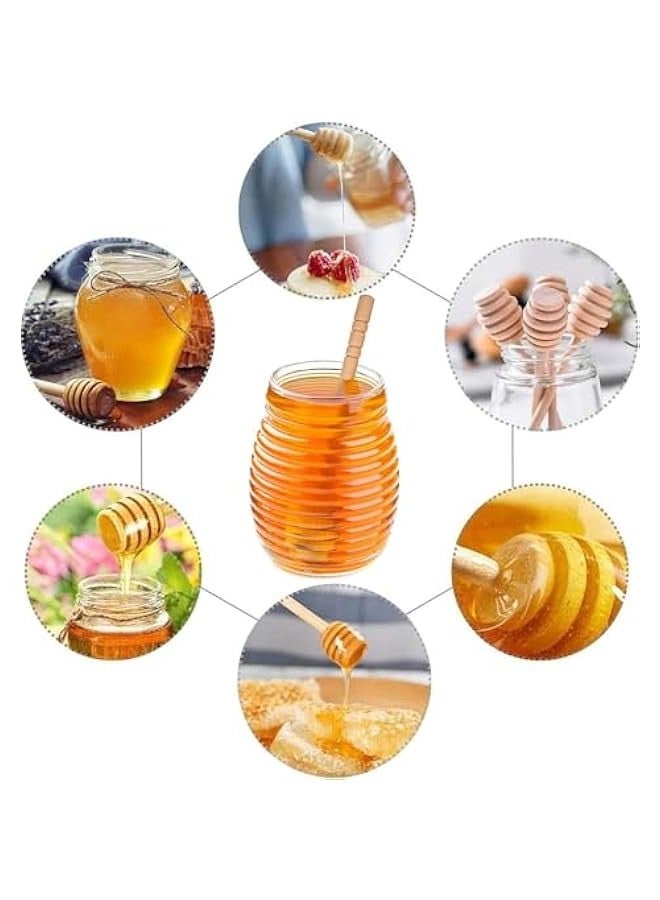 قطعتان من عصي خلط العسل الخشبية من الفخامة، بطول 16 سم، عصا خشبية على شكل قرص العسل، ملاعق تقليب العسل للكراميل وشراب القيقب وبرطمان العسل - عبوة من قطعتين - Image 5