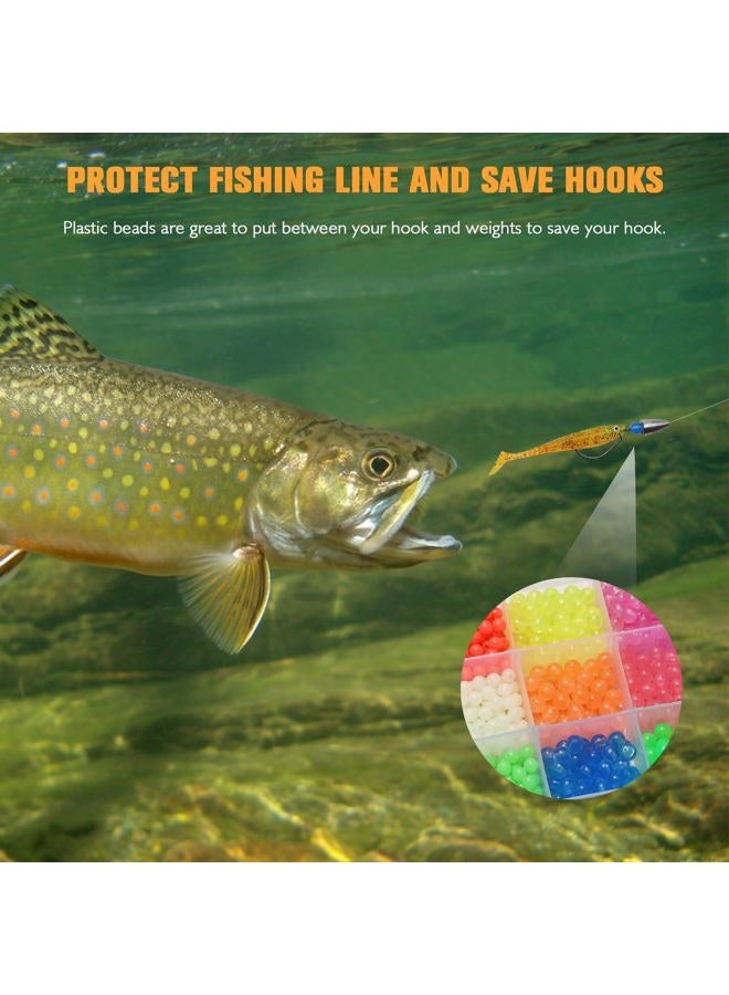 Dovesun Fishing Beads - 1035pcs (B-5mm6mm8mm/0.20in0.24in0.32in) - Glow in Dark & Laser Colors - Trout, Salmon, Steelhead, Walleye, Catfish, Pampano - Fishing Bait Eggs - Image 4