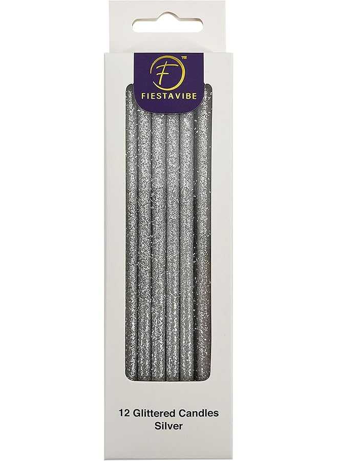 Green Tiger 12 Glittered Candles Silver, PZ VERT 83053