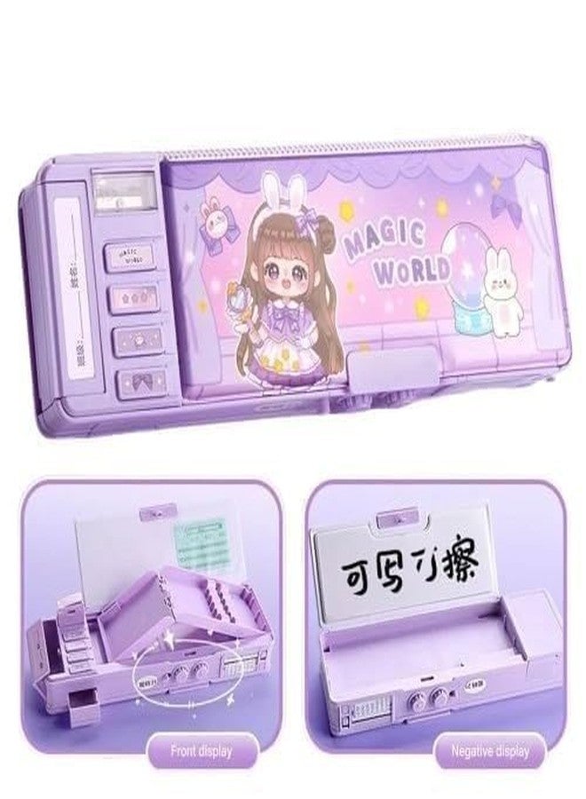 JADUNATH Multifunctional Cute School Pencil Box for Girls, Magic World Compass Box for Boys, Aesthetic Stationary Items for Kids, Password Lock Pencil Box, Best Gifts (Magic World Compass) - Image 3