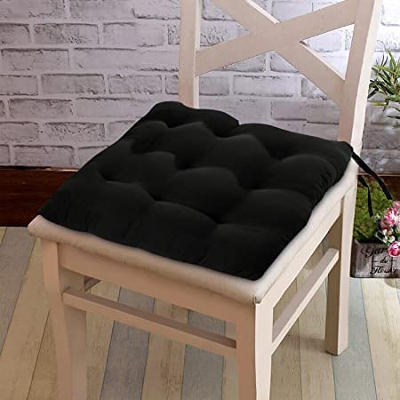 MITUL Microfiber Chair Cushion Seat Pad with Ties Use for Home Chair Bookstore Library Cafe Car Office 40X40cm 40x40 cm Black 8 - Image 3