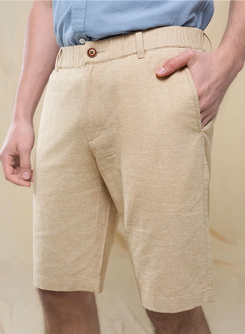 جيوردانو Men's Slim Linen Cotton Bermuda Shorts