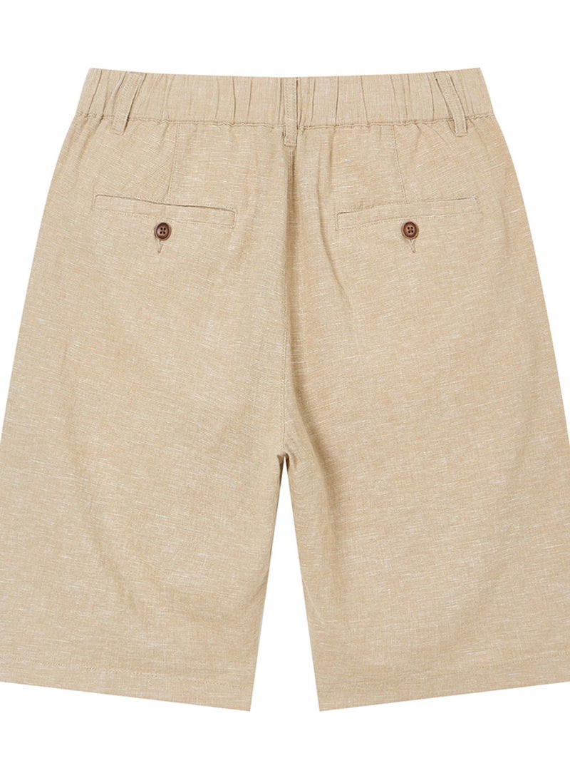 GIORDANO Men's Slim Linen Cotton Bermuda Shorts - Image 4