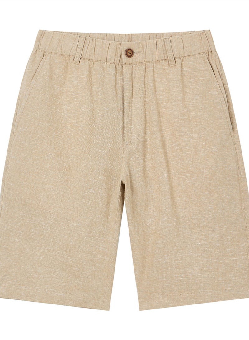 GIORDANO Men's Slim Linen Cotton Bermuda Shorts - Image 3