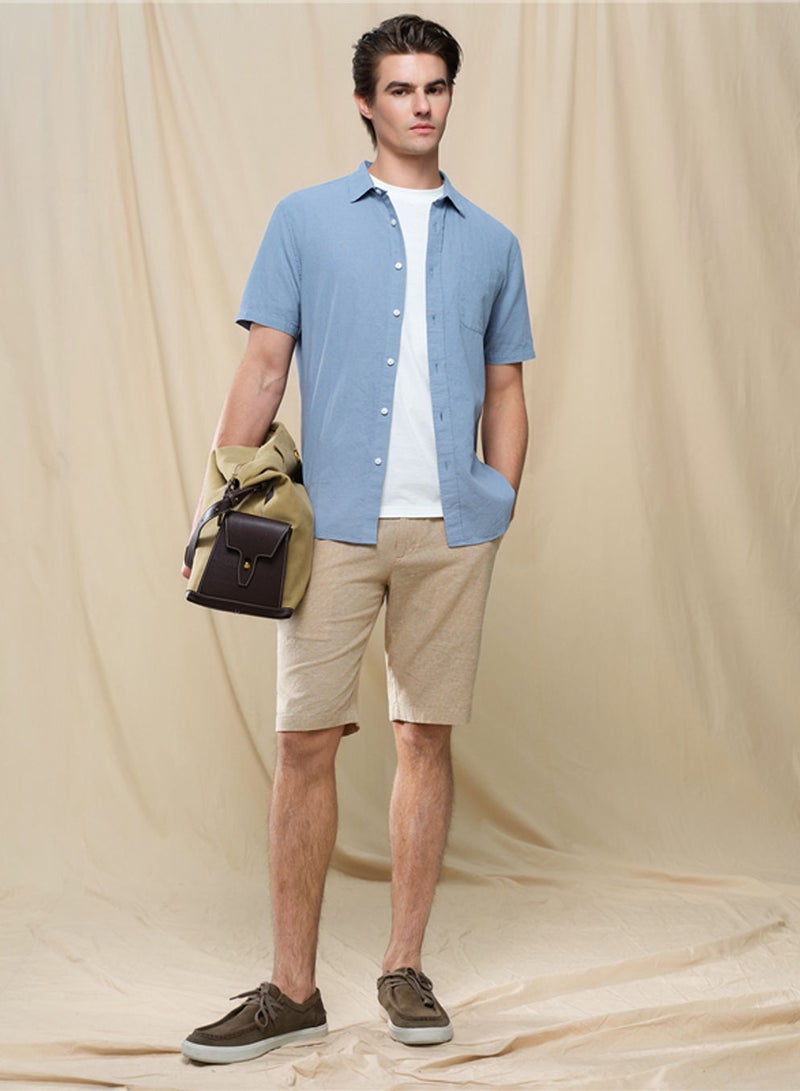 GIORDANO Men's Slim Linen Cotton Bermuda Shorts - Image 2