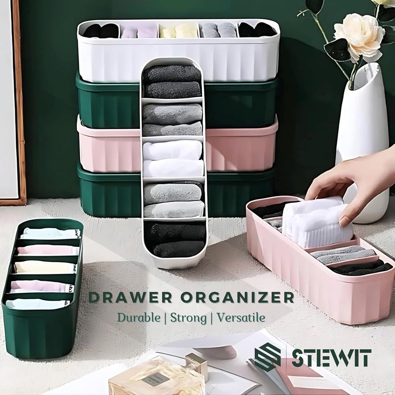 Stewit Drawer Organizers for Undergarments Socks Bras Ties Scarves Wardrobe Storage Box Kitchen Tools 4 Pcs Multicolor - Image 2
