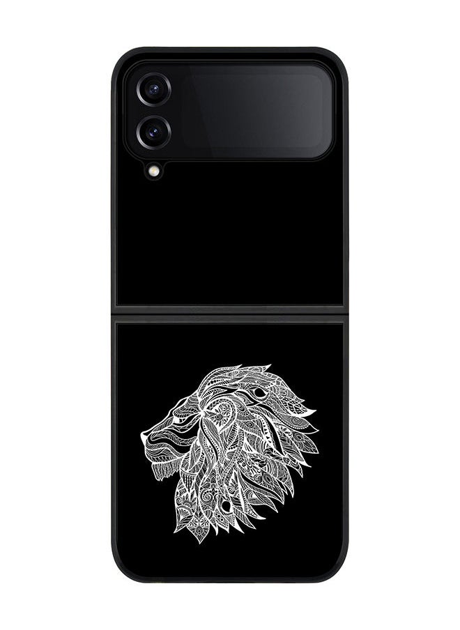 Stylizedd - Rugged Black edge case for Samsung Galaxy Z Flip4 Slim fit Soft Case Flexible Rubber Edges Anti Drop TPU Gel Thin Cover - Lion Abstract - Image 1