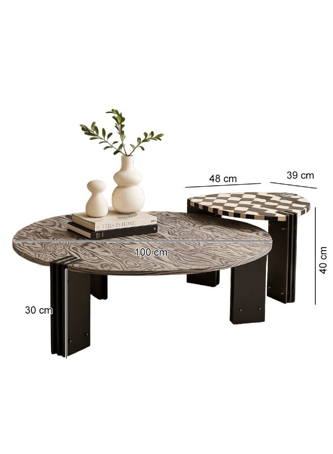 Baytonia Mesa 2-Piece Coffee Table - Black and Multicolor - Image 2