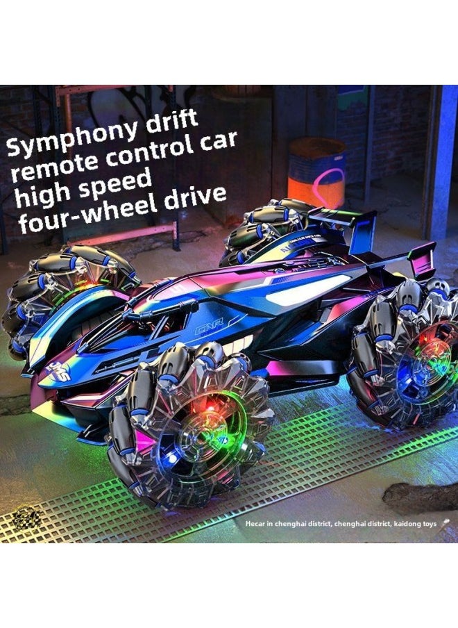 Children's Remote Control Car Gesture Sensing Four-wheel Drive High-speed Off-road Drift Stunt Car Charging Remote Control Car Boy-color:Big Wheel Double-sided Stunt Car-black And Blue (handle Remote Control)-Specifications:Luxurious Three Electricity  - Image 2