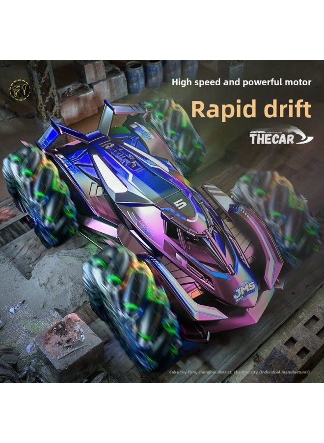 Children's Remote Control Car Gesture Sensing Four-wheel Drive High-speed Off-road Drift Stunt Car Charging Remote Control Car Boy-color:Big Wheel Double-sided Stunt Car-black And Blue (handle Remote Control)-Specifications:Luxurious Three Electricity  - Image 5