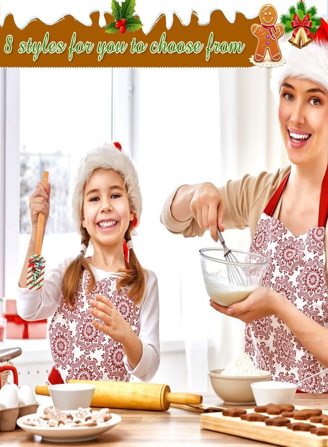 Layhit 8 Pcs Christmas Silicone Spatula for baking Santa Claus Pattern rubber Spatula set with Wooden Handle Christmas cooking utensils bulk Cake Decorating for Holiday Gifts - Image 5