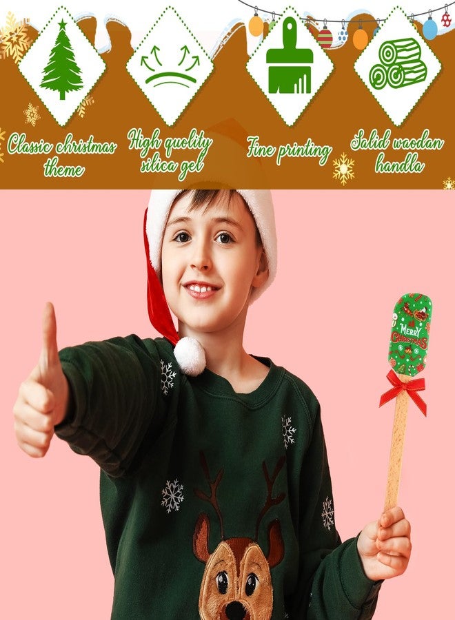 Layhit 8 Pcs Christmas Silicone Spatula for baking Santa Claus Pattern rubber Spatula set with Wooden Handle Christmas cooking utensils bulk Cake Decorating for Holiday Gifts - Image 4