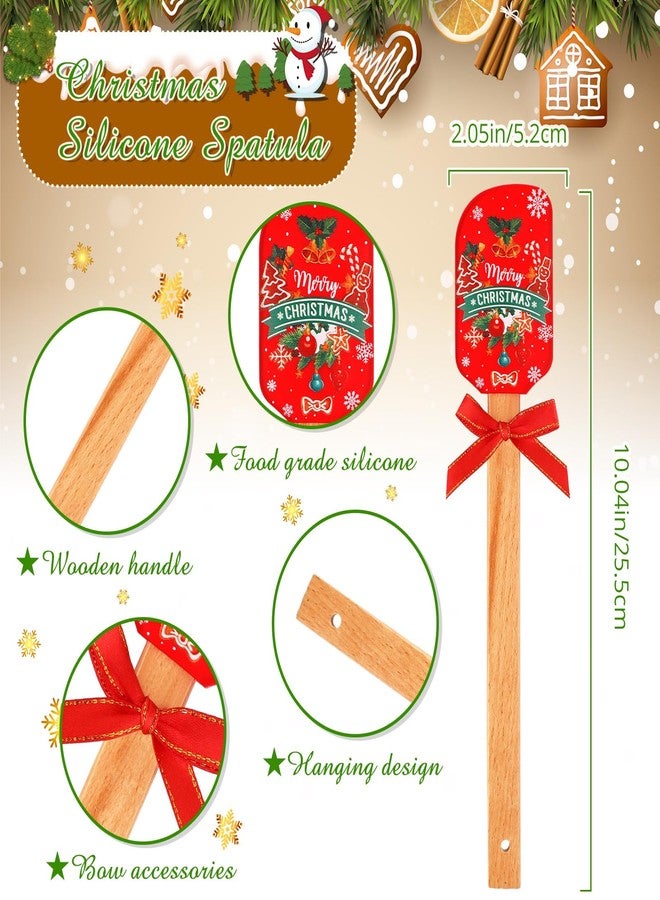 Layhit 8 Pcs Christmas Silicone Spatula for baking Santa Claus Pattern rubber Spatula set with Wooden Handle Christmas cooking utensils bulk Cake Decorating for Holiday Gifts - Image 2