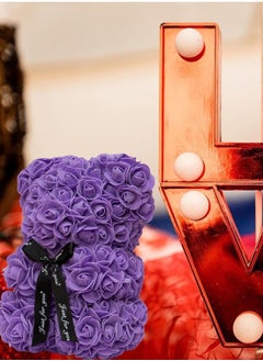 Festive Gallery Rose Bear Gift Rose Teddy Bear On Every Rose Bear Flower Bear Perfect for Anniversaries Clear Gift Box Included Purple10Inch Height  - Image 4