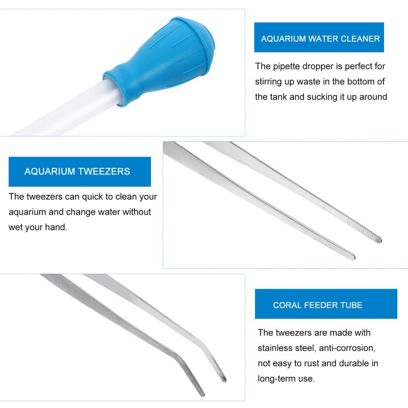 3pcs Coral Feeder and Stainless Steel Straight and Curved Aquarium Tweezers - Image 2