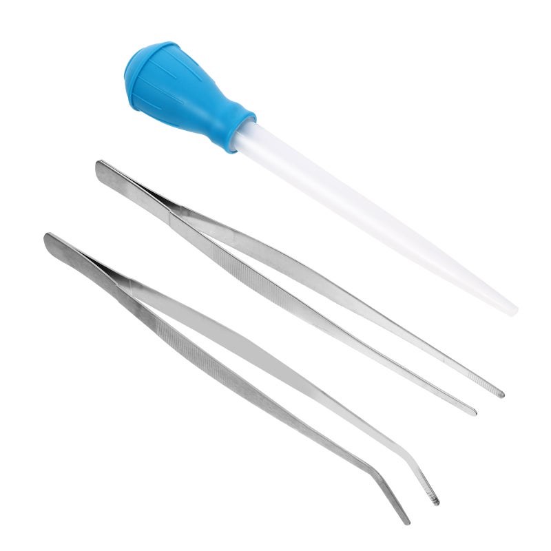 3pcs Coral Feeder and Stainless Steel Straight and Curved Aquarium Tweezers - Image 1