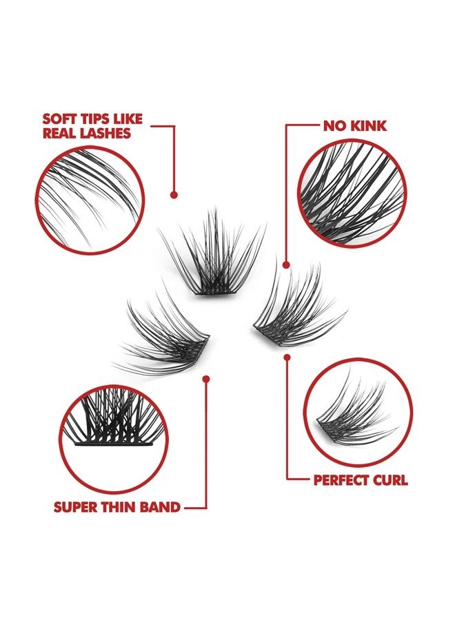 EASITENSION DIY Eyelash Extension, 3D Effect Individual Melt Flare Lash Cluster Natural Lashes Set, Home Eyelash Extension, D curl Lashes Pack 12mm,14mm (14MM-Sparkle) - Image 2