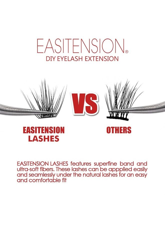 EASITENSION DIY Eyelash Extension, 3D Effect Individual Melt Flare Lash Cluster Natural Lashes Set, Home Eyelash Extension, D curl Lashes Pack 12mm,14mm (14MM-Sparkle) - Image 3