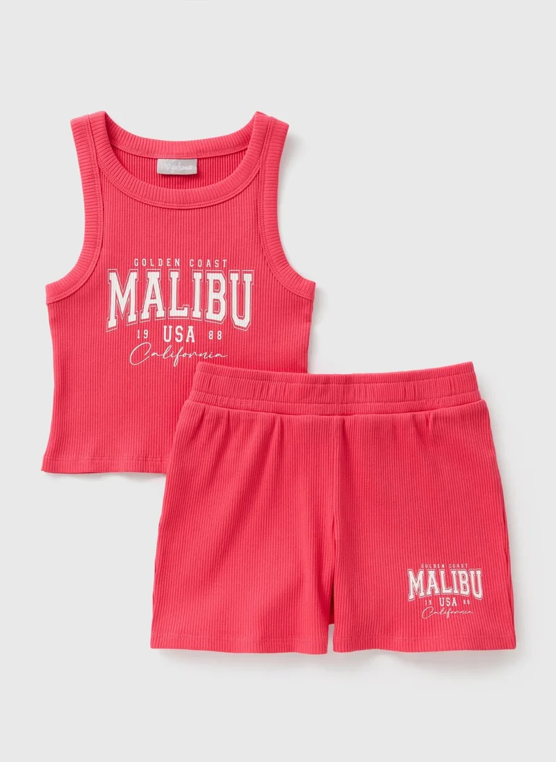 Matalan Girls Red RInger Vest & Shorts Set