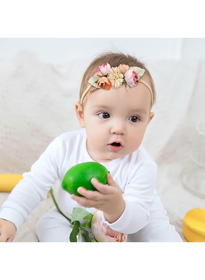 Cinaci Cinaci 5 Pack Delicate Floral Flower Nylon Headbands Hair Bands Accessories for Baby Girls Newborns Infants Toddlers Kids  - Image 2