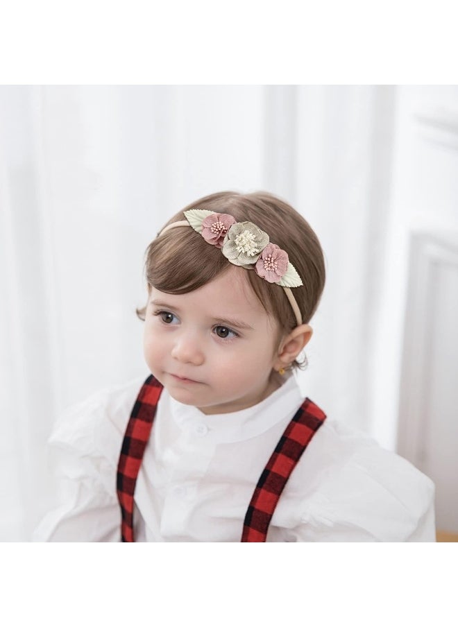 Cinaci Cinaci 5 Pack Delicate Floral Flower Nylon Headbands Hair Bands Accessories for Baby Girls Newborns Infants Toddlers Kids  - Image 3