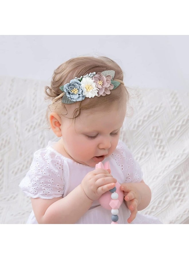 Cinaci Cinaci 5 Pack Delicate Floral Flower Nylon Headbands Hair Bands Accessories for Baby Girls Newborns Infants Toddlers Kids  - Image 4