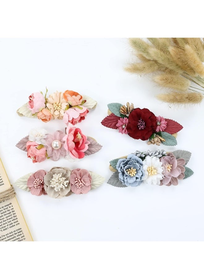 Cinaci Cinaci 5 Pack Delicate Floral Flower Nylon Headbands Hair Bands Accessories for Baby Girls Newborns Infants Toddlers Kids  - Image 5