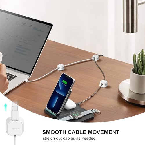 Picozon 6 Pack Magnetic Cable Clip Organizer Cord Holder, Picozon Adhesive Cable Management, Wire Phone USB Charger Cable Holder Keeper Organizer for Car, Office Home Desktop, Wall, Night Table - Image 3