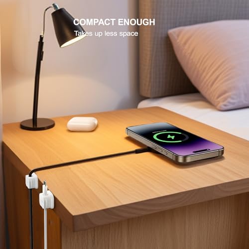 Picozon 6 Pack Magnetic Cable Clip Organizer Cord Holder, Picozon Adhesive Cable Management, Wire Phone USB Charger Cable Holder Keeper Organizer for Car, Office Home Desktop, Wall, Night Table - Image 5
