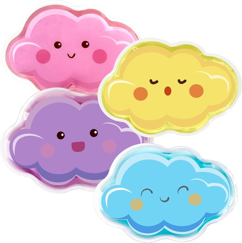 Hilph حزم هيلف للأطفال من أكياس الثلج للإصابات 4 حزم صغيرة لطيفة من حبيبات الجل لأكياس الثلج للإصابات قابلة لإعادة الاستخدام للأطفال والرضع وضغط ساخن وبارد لتخفيف آلام الجسم والكدمات والإسعافات الأولية لصندوق الغداء - Image 1