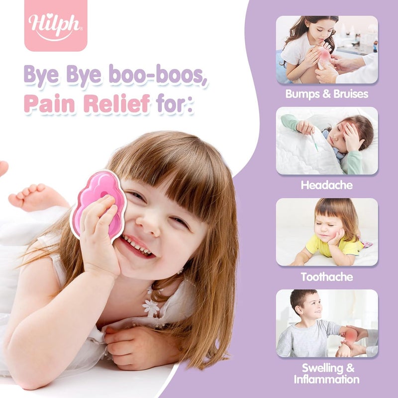 Hilph حزم هيلف للأطفال من أكياس الثلج للإصابات 4 حزم صغيرة لطيفة من حبيبات الجل لأكياس الثلج للإصابات قابلة لإعادة الاستخدام للأطفال والرضع وضغط ساخن وبارد لتخفيف آلام الجسم والكدمات والإسعافات الأولية لصندوق الغداء - Image 4