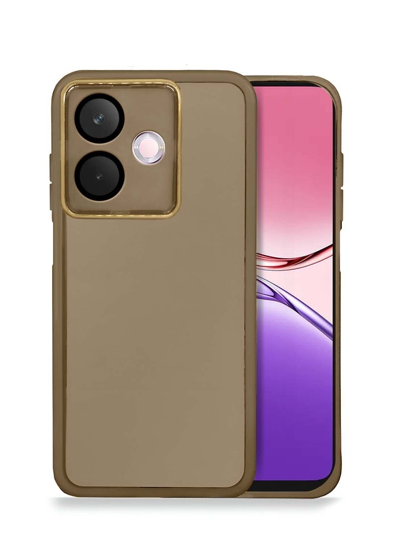 Wtech Oppo A5 Pro 4G/5G 2025 Soft Transparent TPU Silicone Ultra Thin Phone Stylish Electroplated Camera Border Back Case Cover - Brown