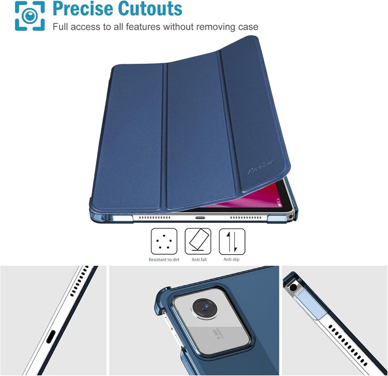 Procases Smart Case For Lenovo Tab M11 11" 2024 Tb330Fu With Pen Holder, Slim Stand Tri-Fold Hard Shell Protective Tablet Cover Translucent Back Case Support Auto Wake/Sleep -Navy - Image 5
