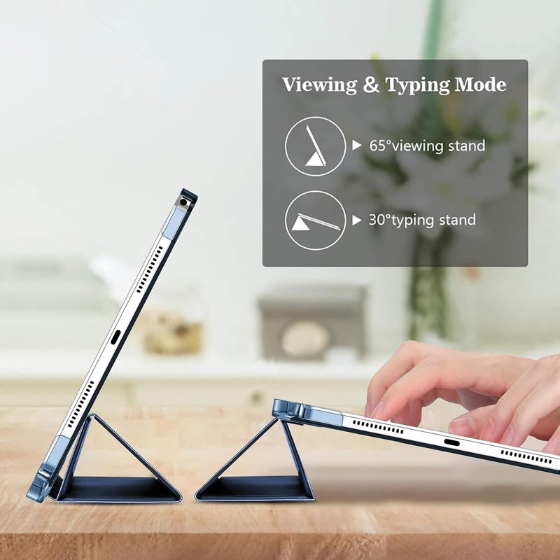 Procases Smart Case For Lenovo Tab M11 11" 2024 Tb330Fu With Pen Holder, Slim Stand Tri-Fold Hard Shell Protective Tablet Cover Translucent Back Case Support Auto Wake/Sleep -Navy - Image 3