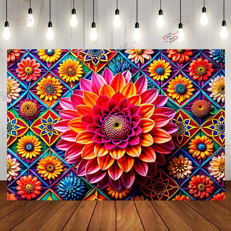 S2S قماش خلفية مزهرة أنيق لتزيين البوجا التقليدي، قماش تزيين خلفية | قماش ستائر لجميع المهرجانات والفعاليات والمناسبات - (5 × 8 قدم) (مزهرة مختلطة) - Image 1