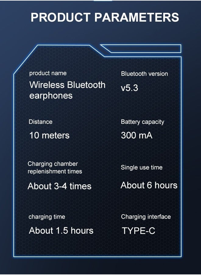 Generic - Wireless Bluetooth Headset Bluetooth V5.3 with Charging Box Waterproof Gaming Headset with Microphone for Laptops Tablets Android/iOS Phones - Image 1