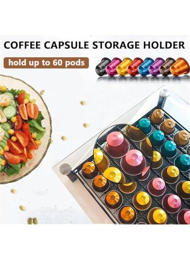 MIXDE Coffee Capsule Storage Drawer, Pod Holder K Cup 60 Capacity Pod Coffee Capsules Organizer with Sliding Baskets Coffee Stand Holder Coffee Storage Station for Countertop Office Home Kitchen - Image 3