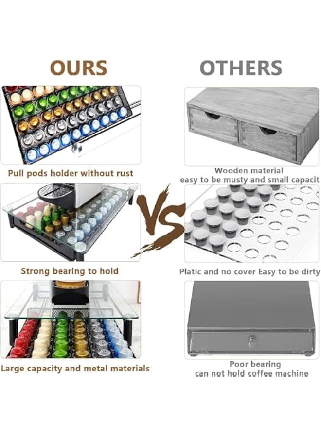 MIXDE Coffee Capsule Storage Drawer, Pod Holder K Cup 60 Capacity Pod Coffee Capsules Organizer with Sliding Baskets Coffee Stand Holder Coffee Storage Station for Countertop Office Home Kitchen - Image 4