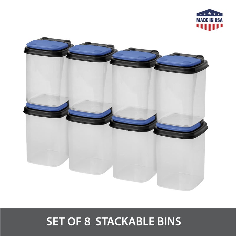 Buddeez Multi-Purpose Hardware Storage Bins Bits and Bolts Small Storage Containers, Hardware Organizers, Clear Containers With Blue Stackable Lids, Bolt and Screw Organizer (1 Quart - 8 Pack) - Image 2