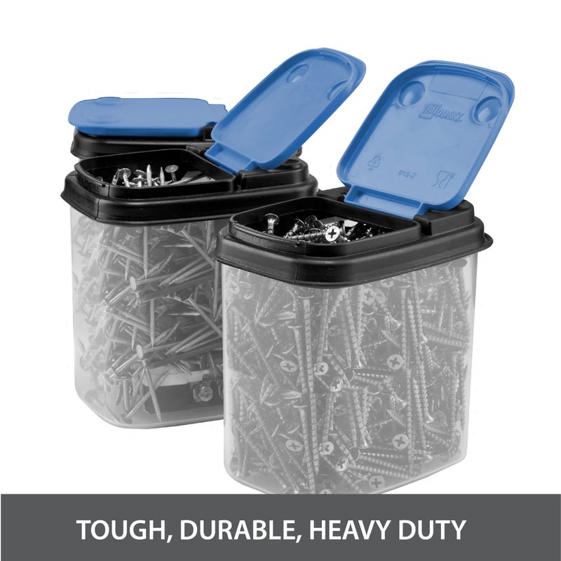 Buddeez Multi-Purpose Hardware Storage Bins Bits and Bolts Small Storage Containers, Hardware Organizers, Clear Containers With Blue Stackable Lids, Bolt and Screw Organizer (1 Quart - 8 Pack) - Image 3