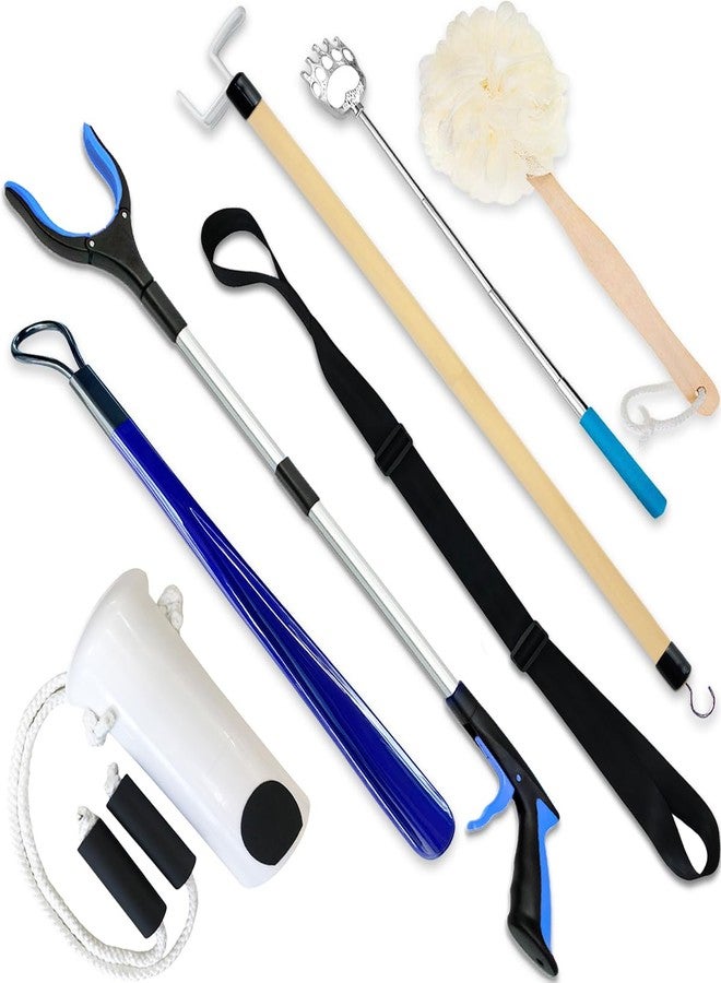 Nourislif 7PC Hip Kit For Seniors Total Hip Replacement Prime, Hip Replacement Kit After Surgery, Hip Replacement Recovery Kit With Grabber,Sock Aid,Leg Lifter,Dressing Stick,Shoehorn,Back Scratcher,Bath Loofah - Image 1