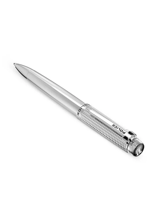 بوليس Batang Twist Ballpoint Pen, All-Stainless Steel, Blue Ink