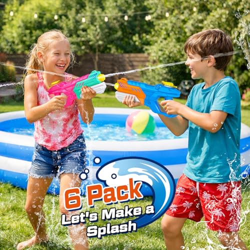 Quanquer 600cc Water Guns for Kids Adults 6 Pack Super Squirt Blasters Soaker with Long Range High Capacity Pump Action Summer Swimming Beach Outdoor Water Fighting Play Pool Toys for Boys Girls - Image 5