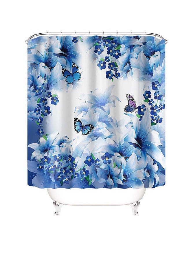 Sharpdo 4-Piece Digital Print Shower Curtain And Floor Mat Set Multicolour 180x180cm - Image 3