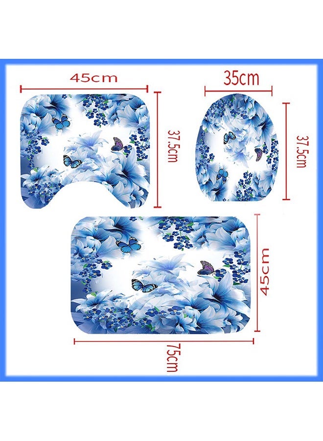 Sharpdo 4-Piece Digital Print Shower Curtain And Floor Mat Set Multicolour 180x180cm - Image 4