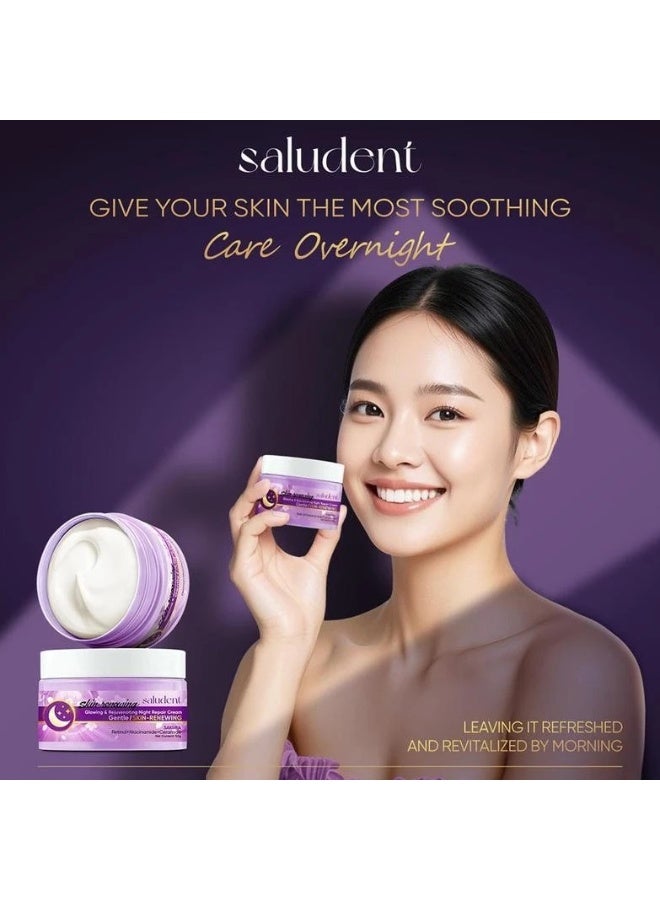 Saludent Skin Renewing Sakura Glowing & Rejuvenating Night Repair Cream 50g | Overnight Radiance & Skin Renewal Care - Image 3