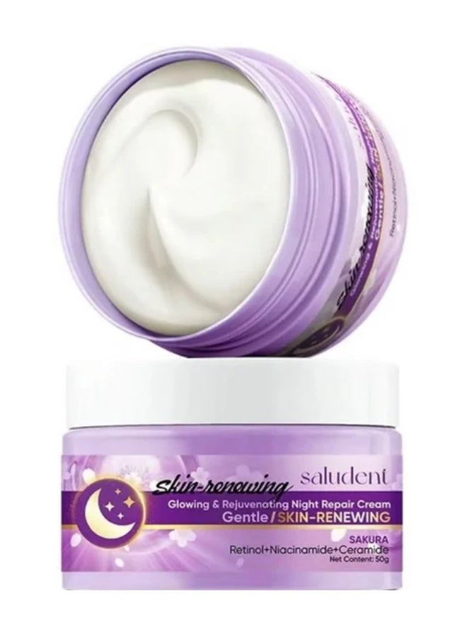Saludent Skin Renewing Sakura Glowing & Rejuvenating Night Repair Cream 50g | Overnight Radiance & Skin Renewal Care - Image 1