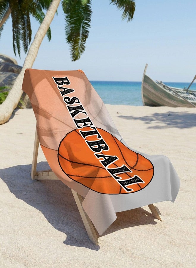 Irisbell Cotton Oversized Beach Towel 63 x 32 inch Absorbent Soft Pool Towel,Quick Dry Sand Free Camping Travel Bath Towels Beach Essential Gift Yoga Gym Swim Towels (Basketball) - Image 4
